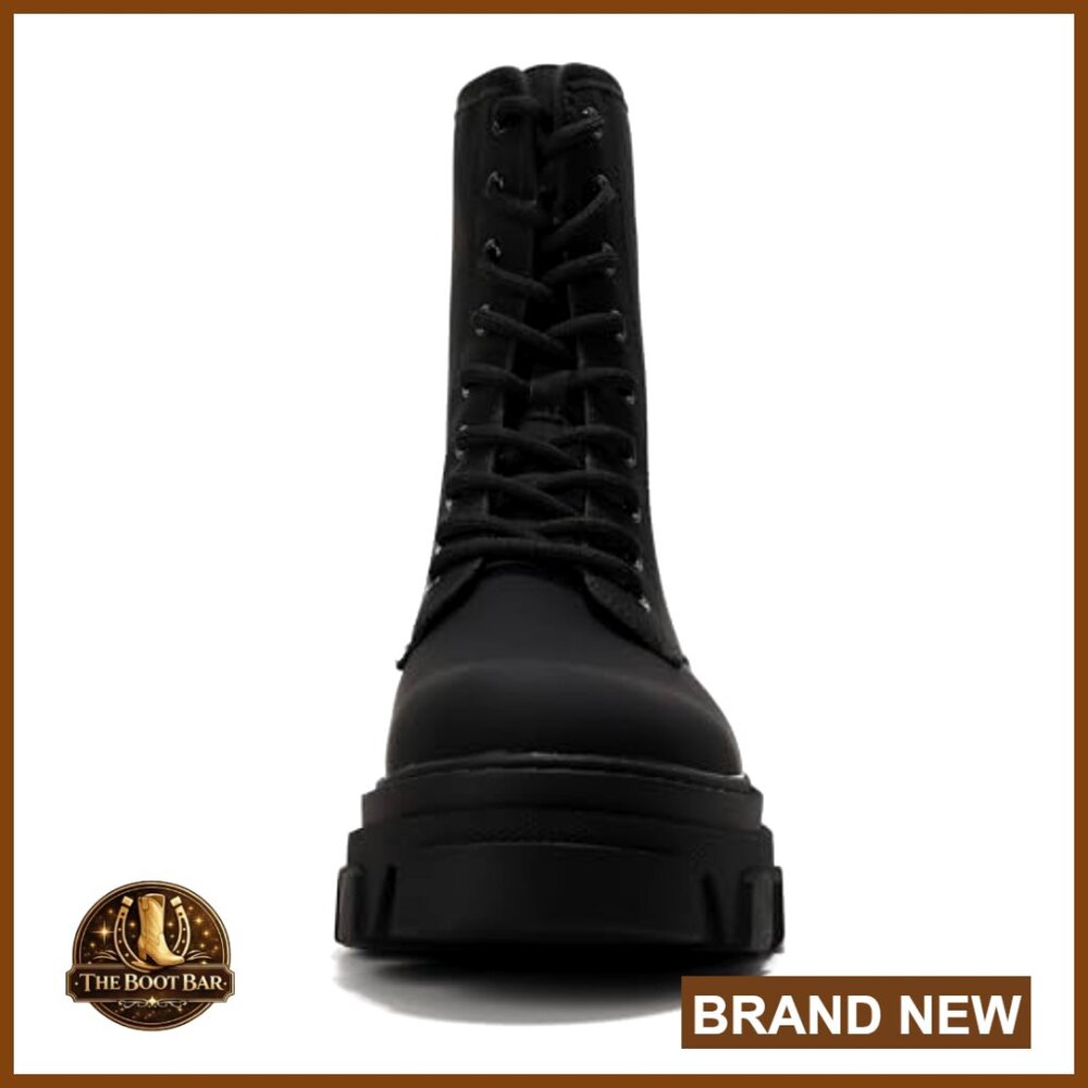 Chunky Heel Combat Boots Platform Ankle Booties Lace Up Streetwear - Picture 4 of 7